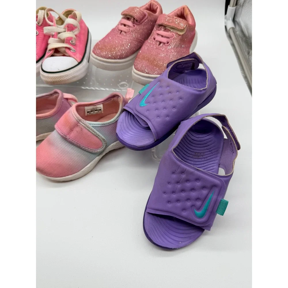 Toddler Girl Shoes Lot Size 6 Nike Converse Sneakers Sandals Pink Purple